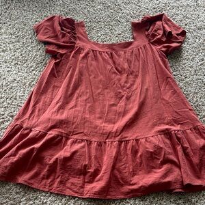 SHEIN Rust Puff Sleeve Blouse